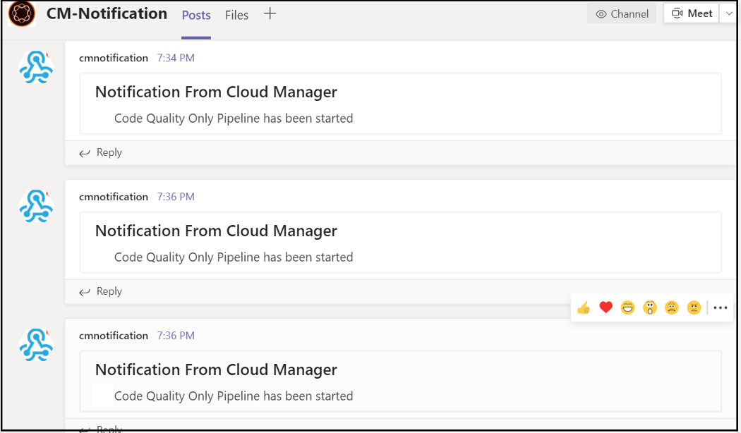 Cloud Manager Notifications to Collaboration Channels — Microsoft Teams